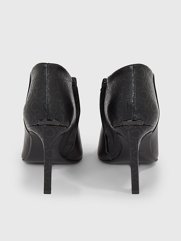 ck black leather stiletto logo boots for women calvin klein