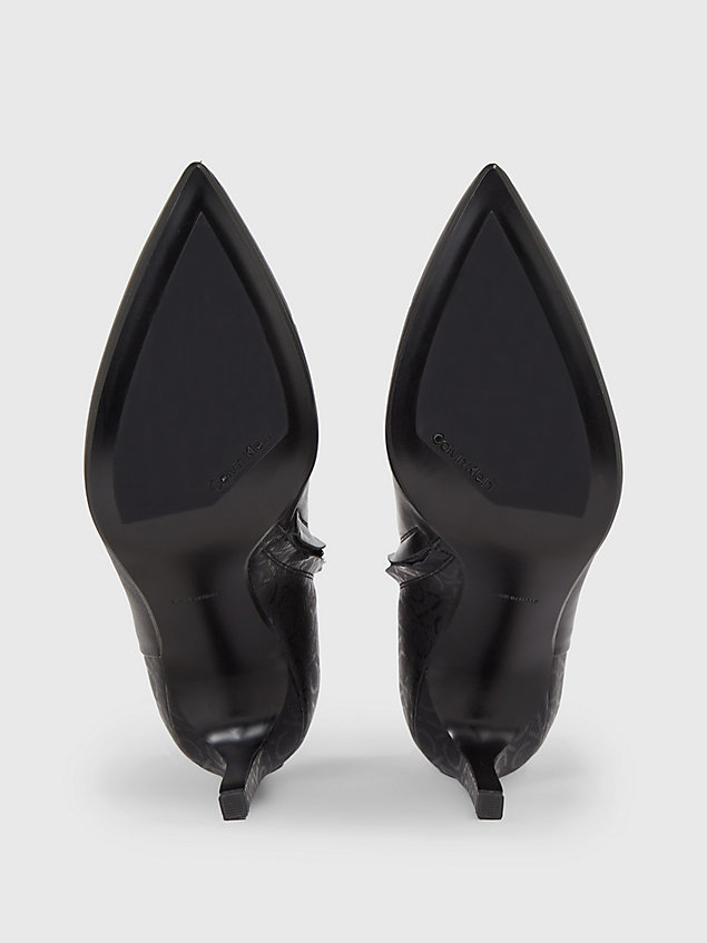 black leather stiletto logo boots for women calvin klein