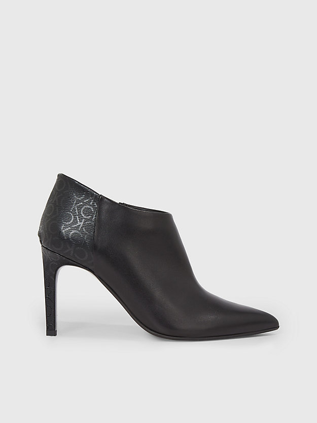 ck black skórzane botki na szpilkach z logo dla kobiety - calvin klein