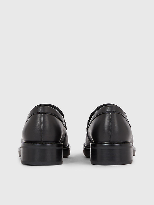 ck black leather logo loafers for women calvin klein