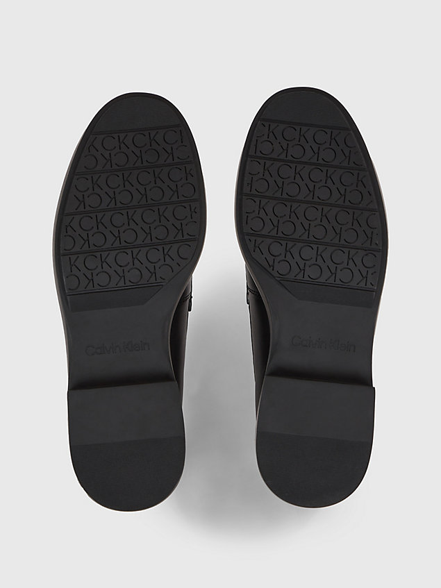 black logo-loafers aus leder für damen - calvin klein