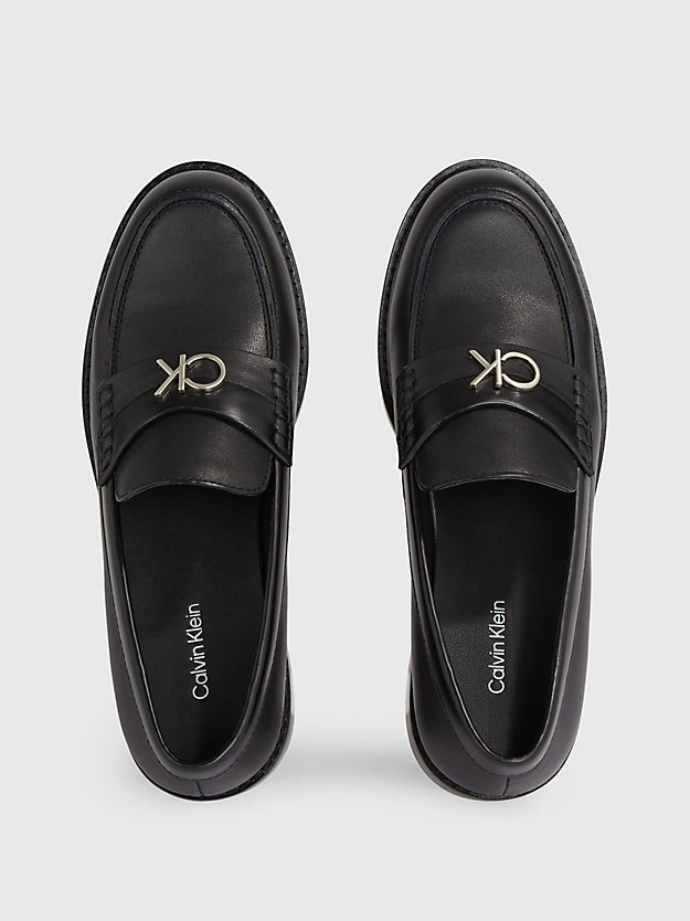 ck black leather loafers for women calvin klein