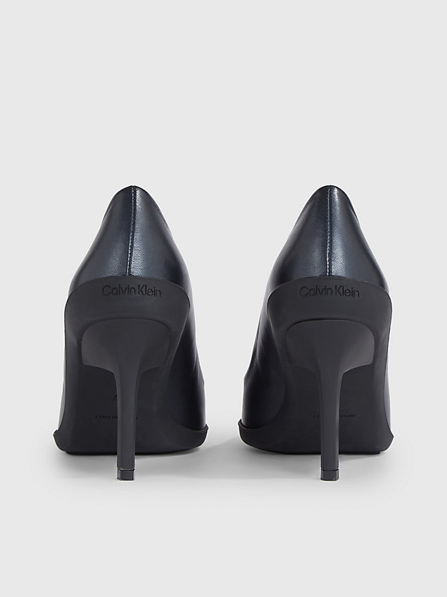 black stiletto-pumps aus leder für damen - calvin klein
