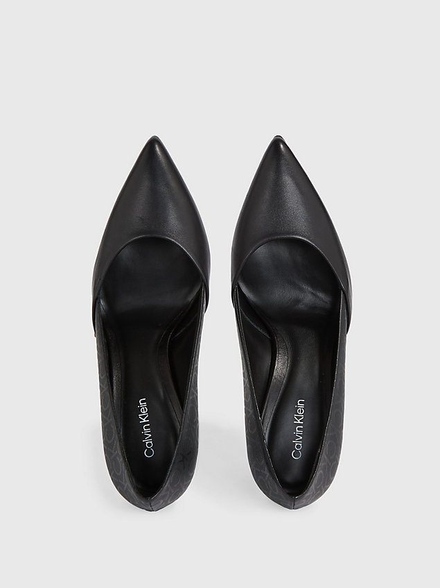 zapatos de salón de piel con logo black de mujer calvin klein