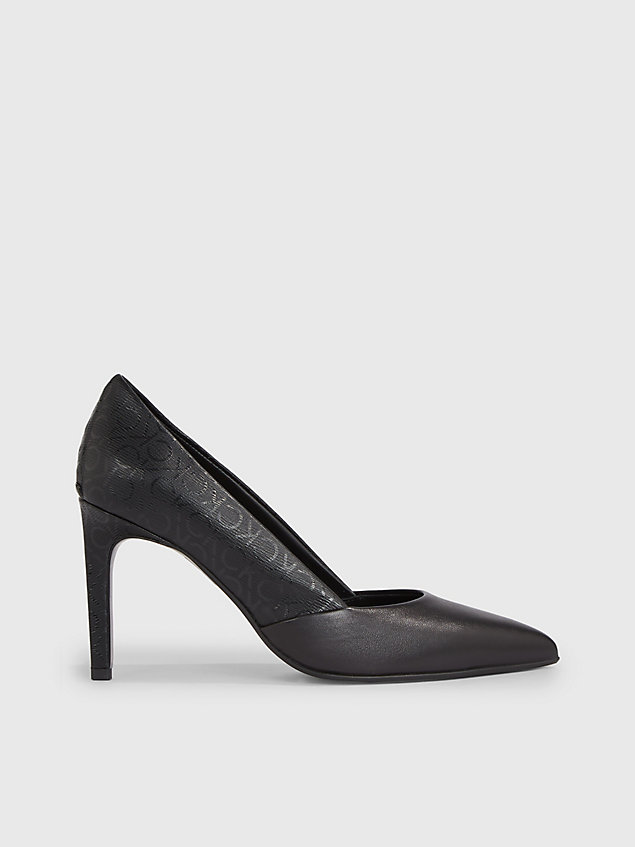 zapatos de salón de piel con logo black de mujeres calvin klein