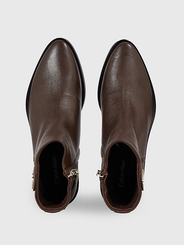 brown ankle-boots aus leder für damen - calvin klein