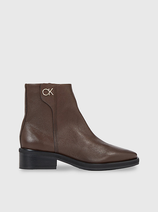 brown leather ankle boots for women calvin klein