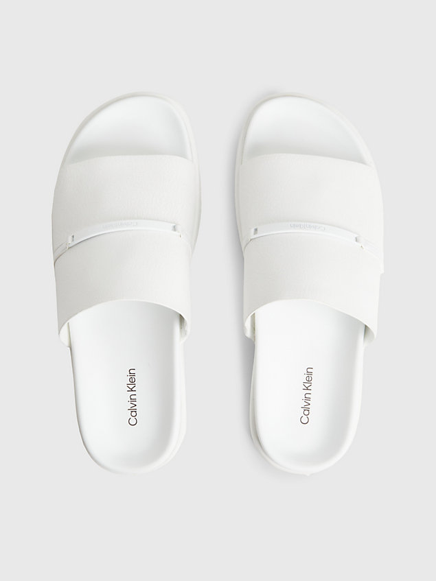 white crackle leather sandals for women calvin klein