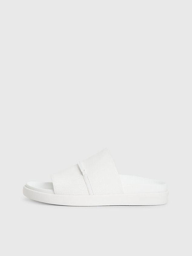 white crackle leather sandals for women calvin klein