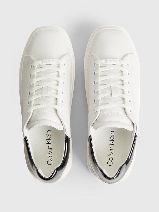 WHITE / BLACK Skórzane buty sportowe na platformie dla Kobiety CALVIN KLEIN