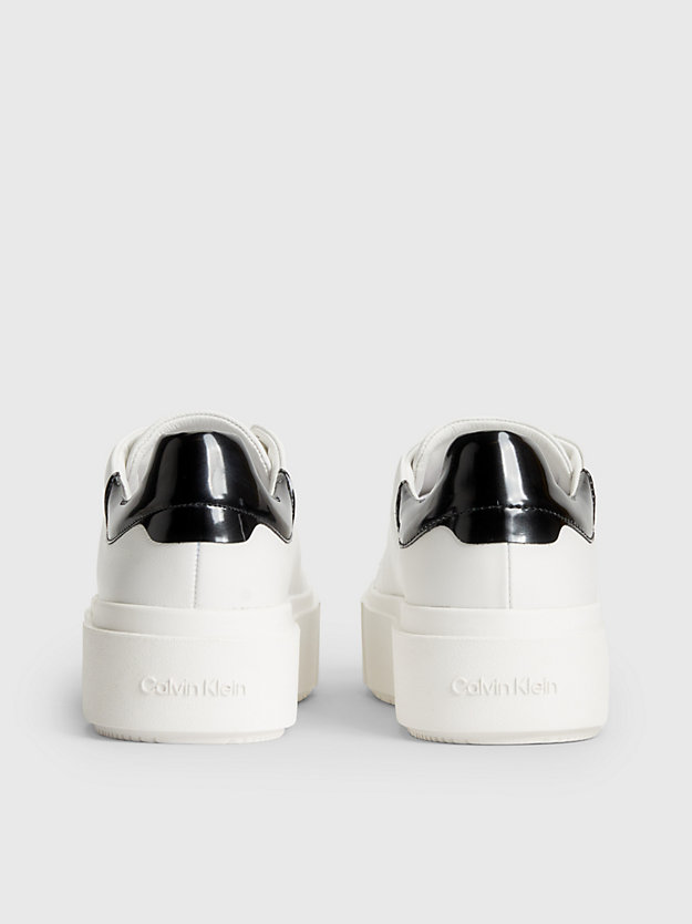 WHITE/BLACK Plateau-Sneakers aus Leder für Damen CALVIN KLEIN