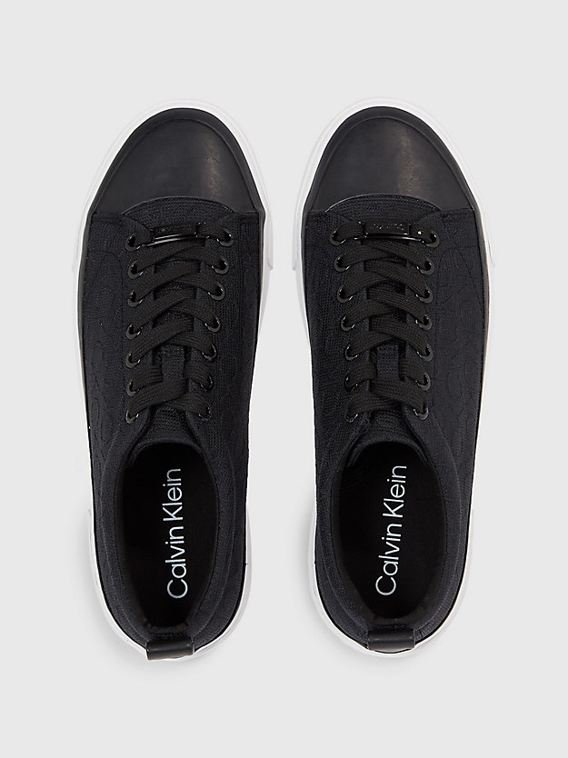 black mono buty sportowe z logo z przetworzonych materiałów dla kobiety - calvin klein