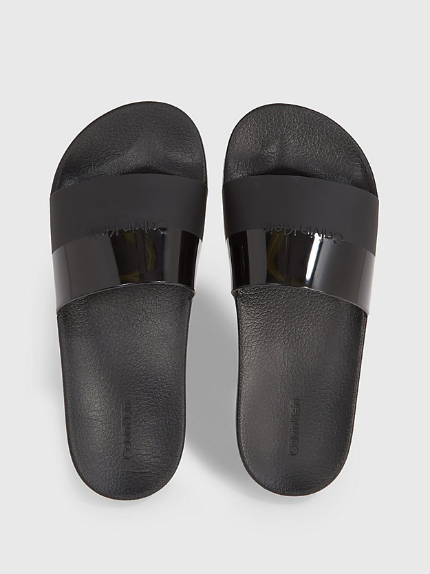 ck black logo-slippers für damen - calvin klein