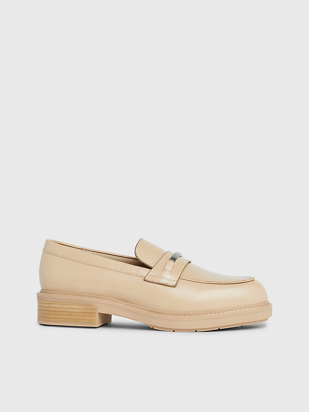 beige leather loafers for women calvin klein