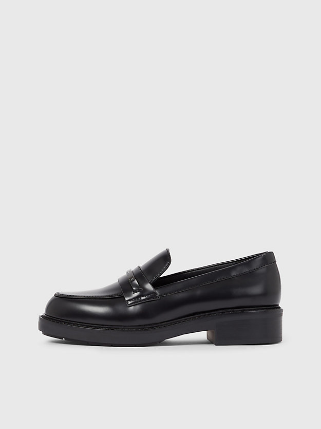 ck black leather loafers for women calvin klein