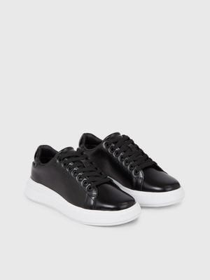 Womens all black leather hot sale trainers