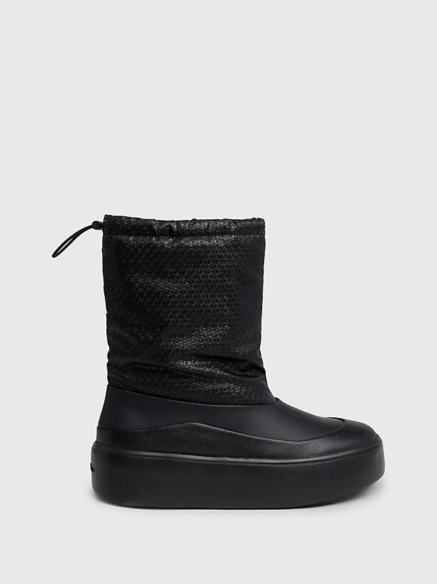 black/ white platform snow boots for women calvin klein