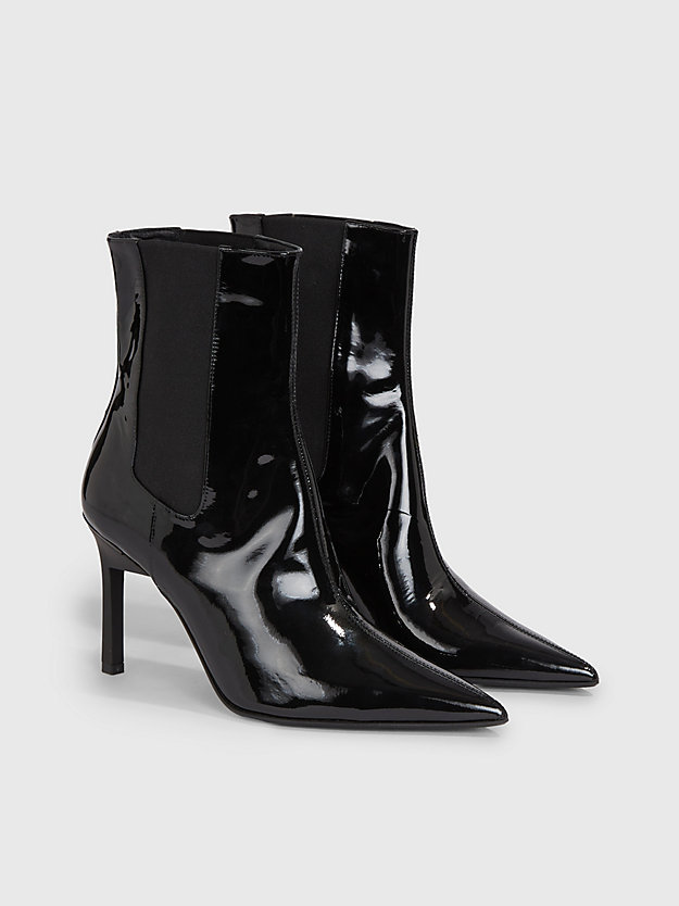 ck black stiletto-chelsea-boots aus leder für damen - calvin klein