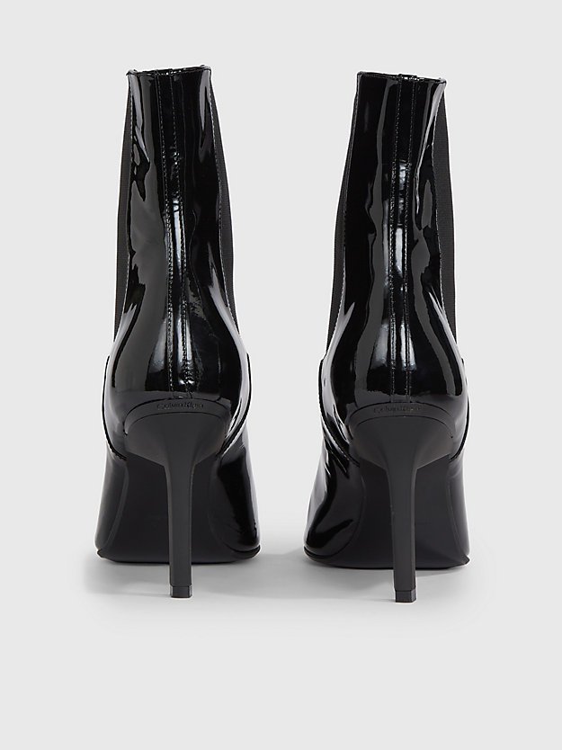 ck black lakleren stiletto chelsea boots voor dames - calvin klein