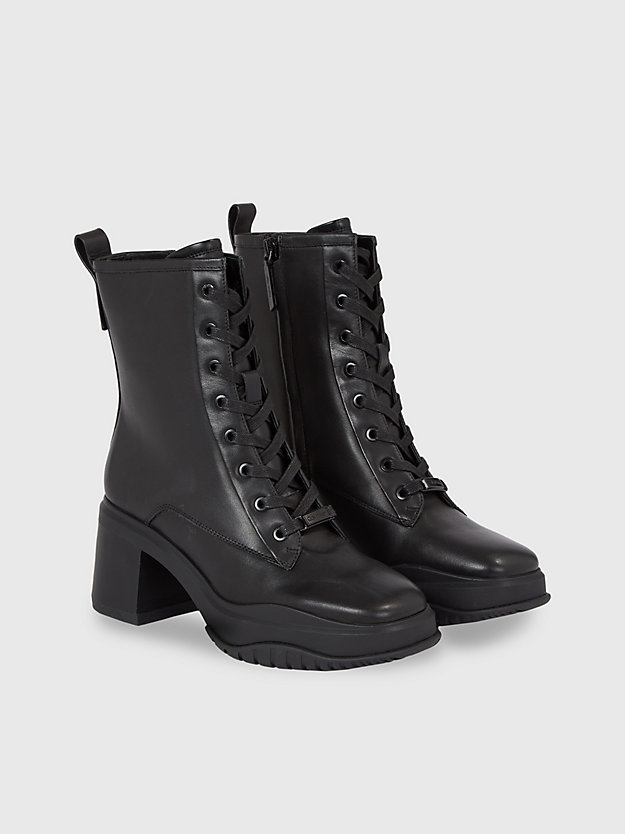 ck black leather platform chelsea boots for women calvin klein