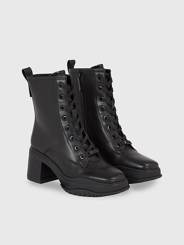 black leather platform chelsea boots for women calvin klein