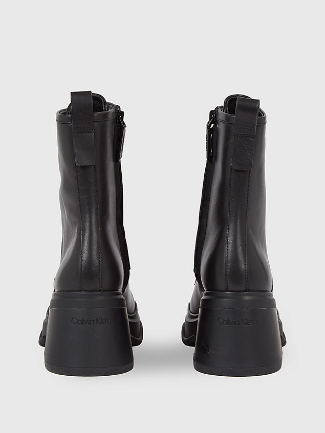 black chelsea-boots aus leder mit plateau-sohle für damen - calvin klein