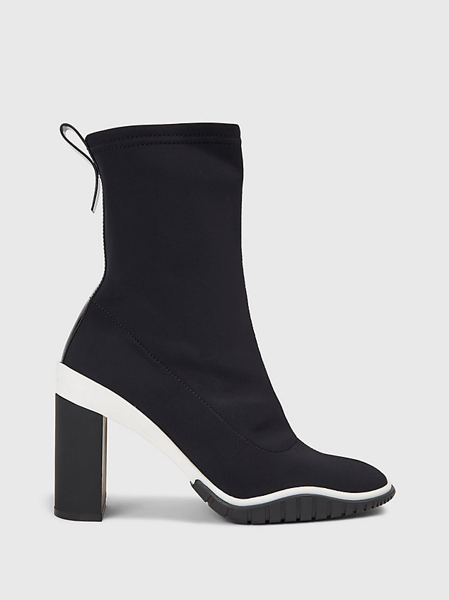 black neoprene heeled ankle boots for women calvin klein
