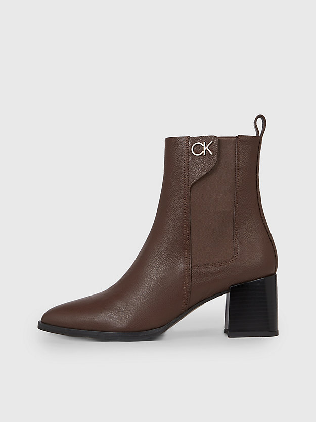 moor leather heeled ankle boots for women calvin klein