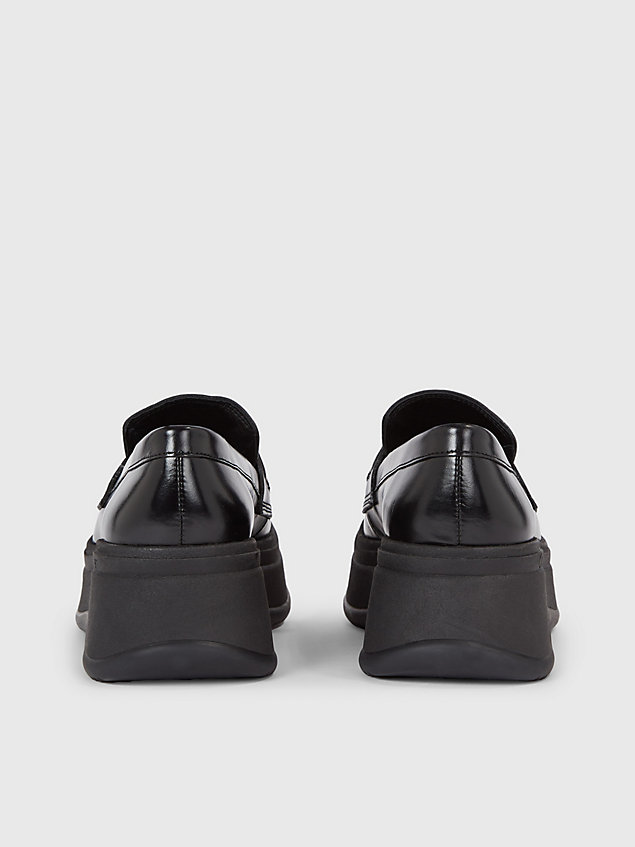 black leather platform loafers for women calvin klein
