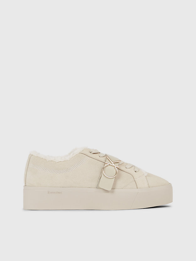 feather gray suede platform trainers for women calvin klein