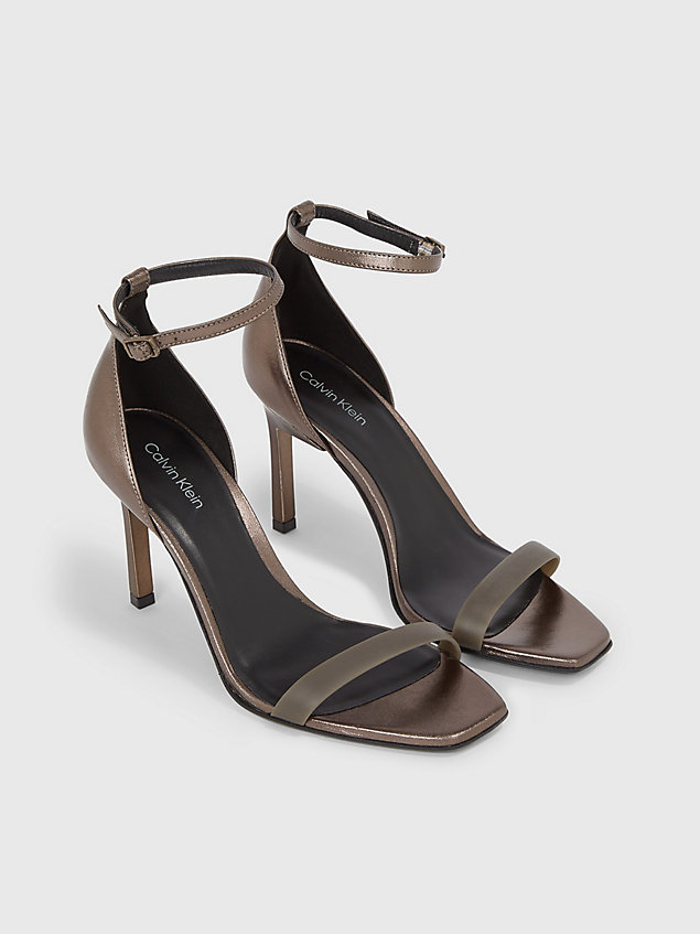 brown leather stiletto sandals for women calvin klein