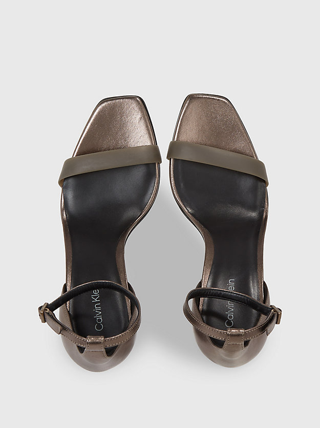 bronze leather stiletto sandals for women calvin klein