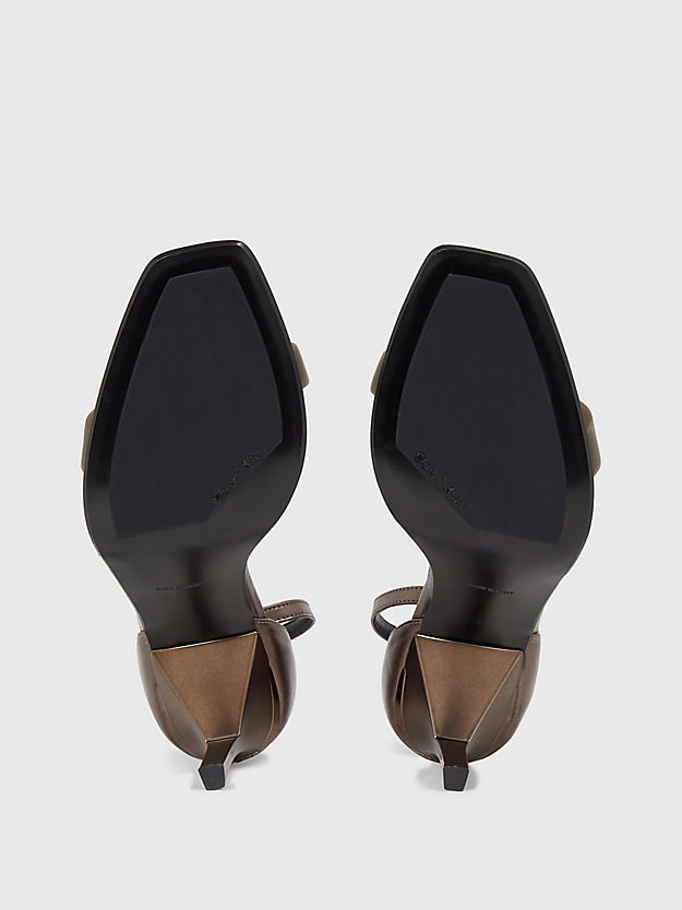 bronze leather stiletto sandals for women calvin klein