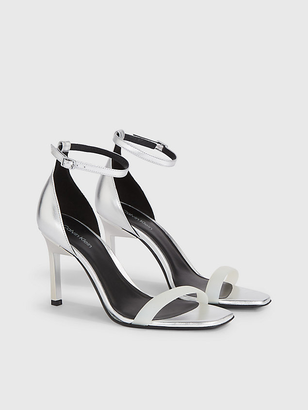 grey leather stiletto sandals for women calvin klein