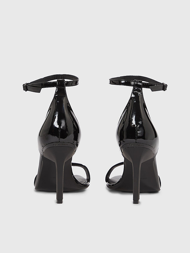black sandały na obcasie z błyszczącej skóry dla kobiety - calvin klein