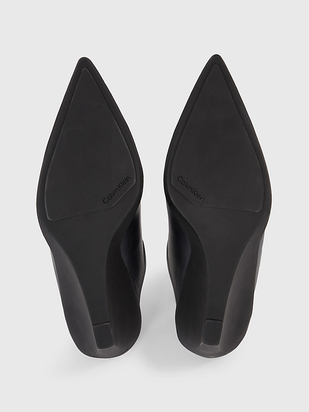 black leather wedge mules for women calvin klein