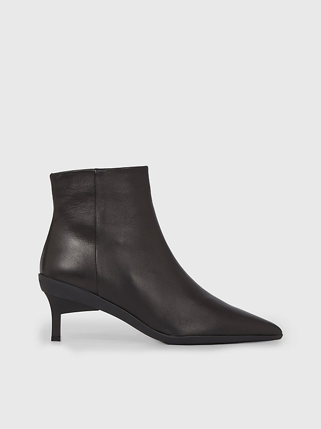 ck black leather ankle boots for women calvin klein