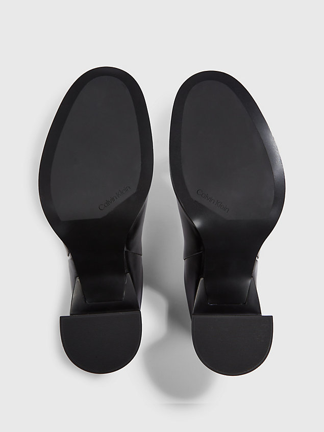 black leather heeled mules for women calvin klein