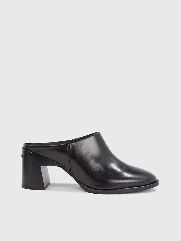 ck black leather heeled mules for women calvin klein