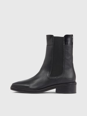 ck black chelsea-boots aus leder für damen - calvin klein
