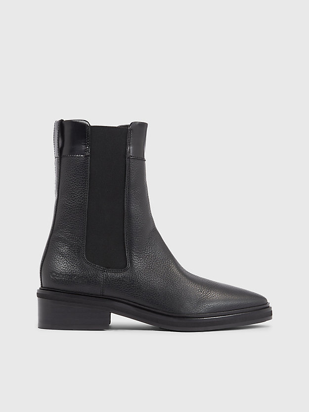 ck black leather chelsea boots for women calvin klein