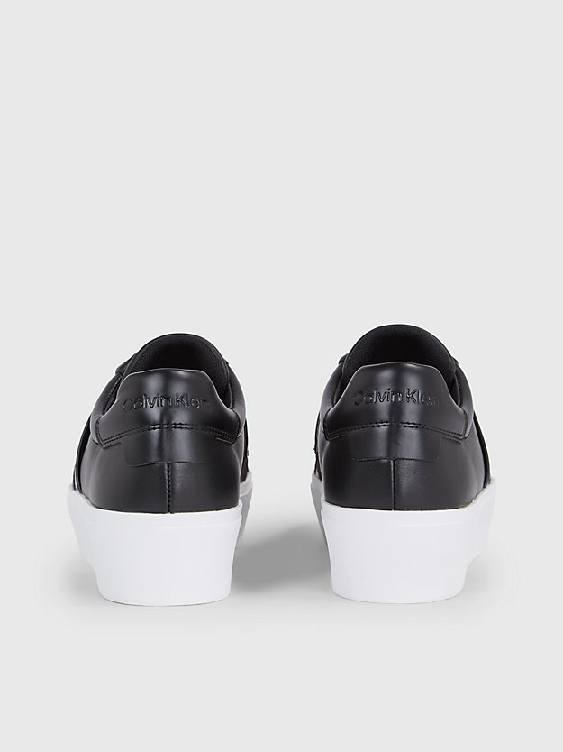 ck black leather slip-on shoes for women calvin klein