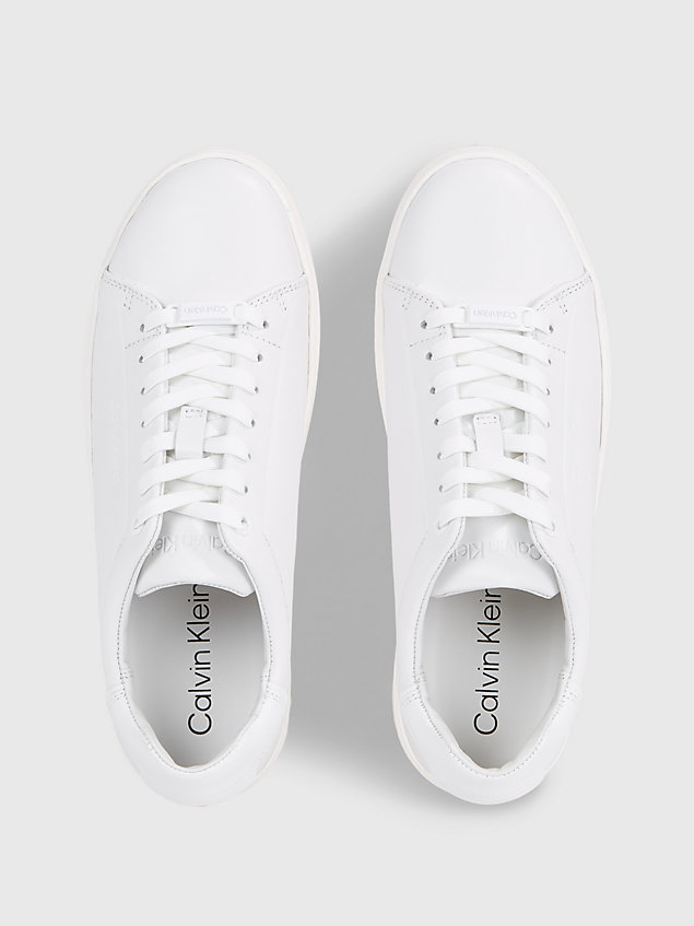 white leder-sneakers für damen - calvin klein