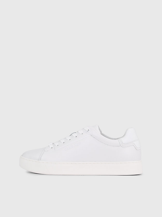 triple white leather trainers for women calvin klein