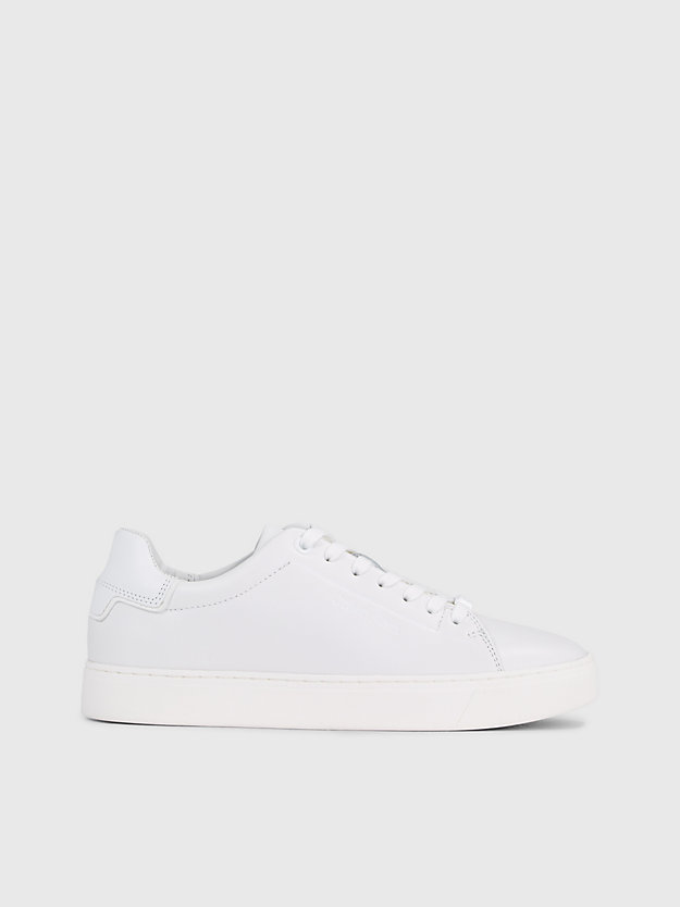 triple white leather trainers for women calvin klein