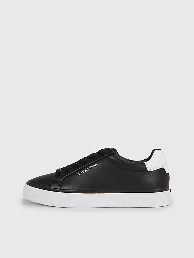 black/white leather trainers for women calvin klein