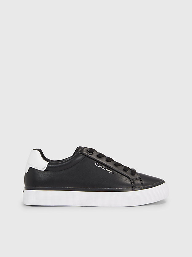 black/white leather trainers for women calvin klein