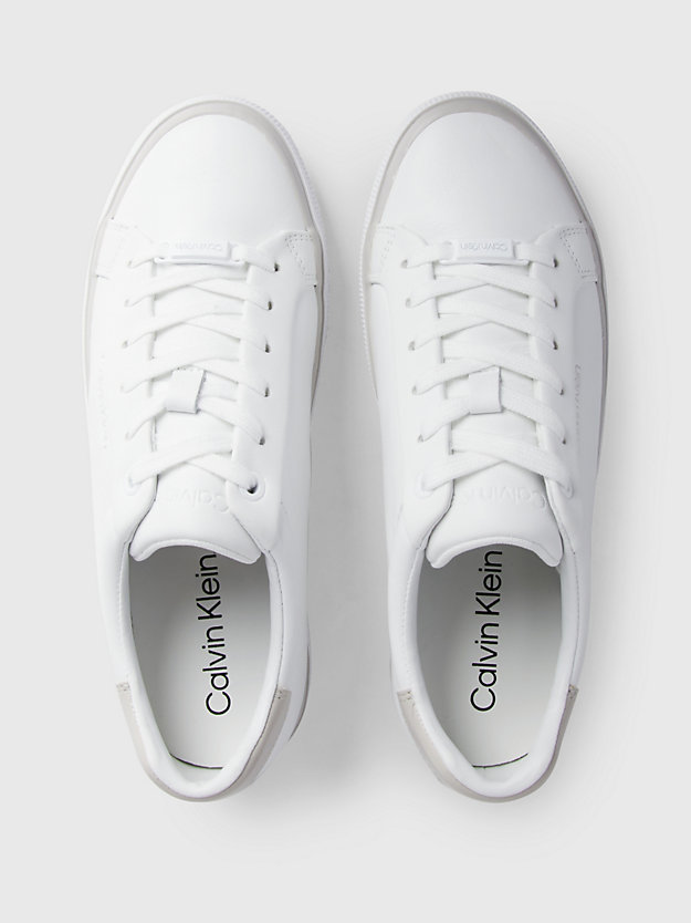 white/morning haze leather trainers for women calvin klein