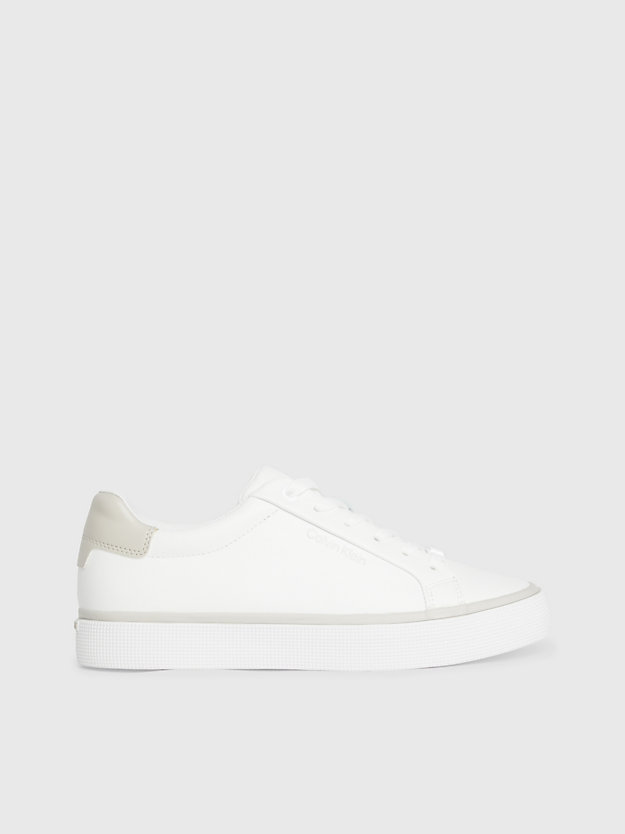 white/morning haze leather trainers for women calvin klein