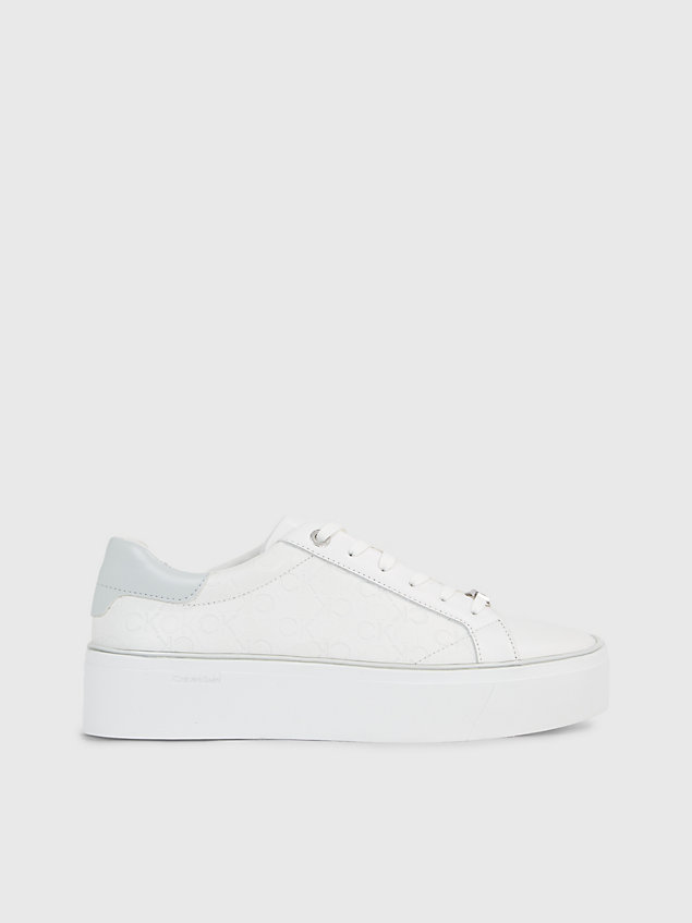 sneaker con platform in pelle con logo white da donne calvin klein